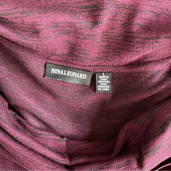 Nina Leonard Maroon “Deep Wine” Cowl Neck Long Sleeve Sweater Dress  Women’s Lg - Picture 5 of 8